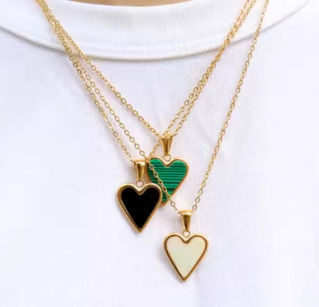 Heart Necklaces Hypoallergenic Jewelry 18K Gold Plated