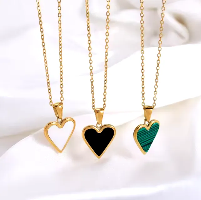 Heart Necklaces Hypoallergenic Jewelry 18K Gold Plated