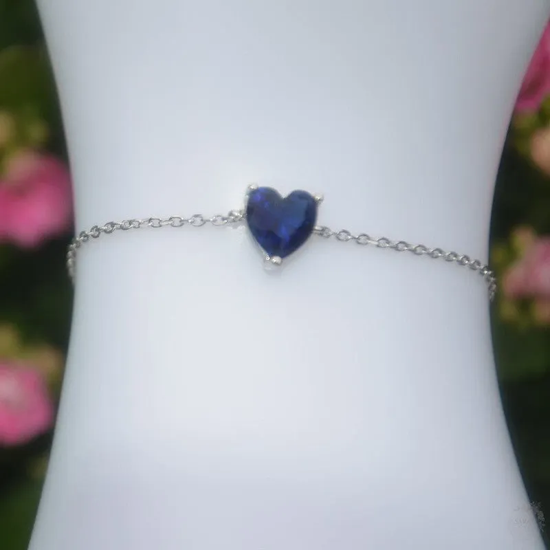 Heart Zircon Stone Sterling Silver Bracelet