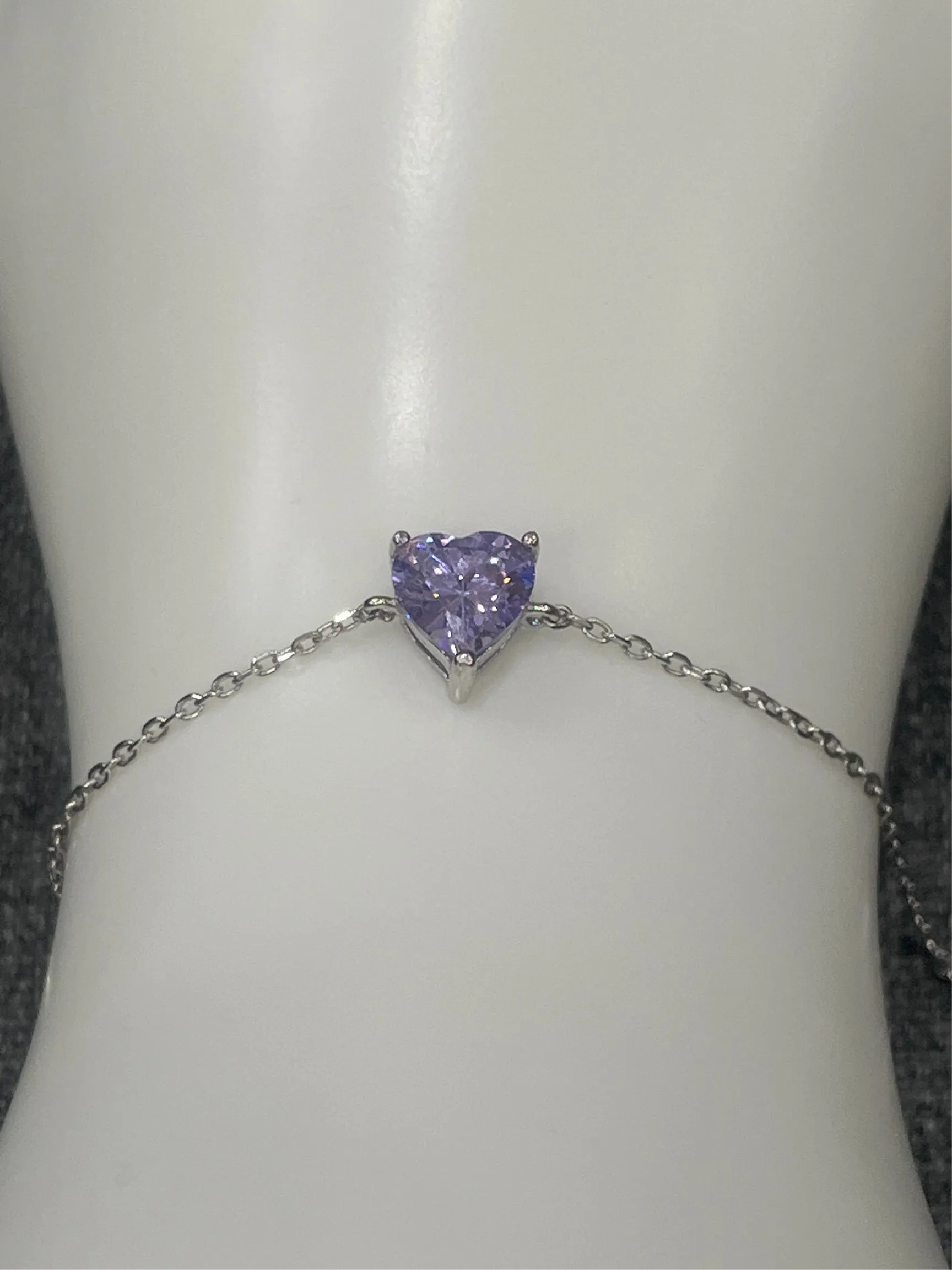 Heart Zircon Stone Sterling Silver Bracelet