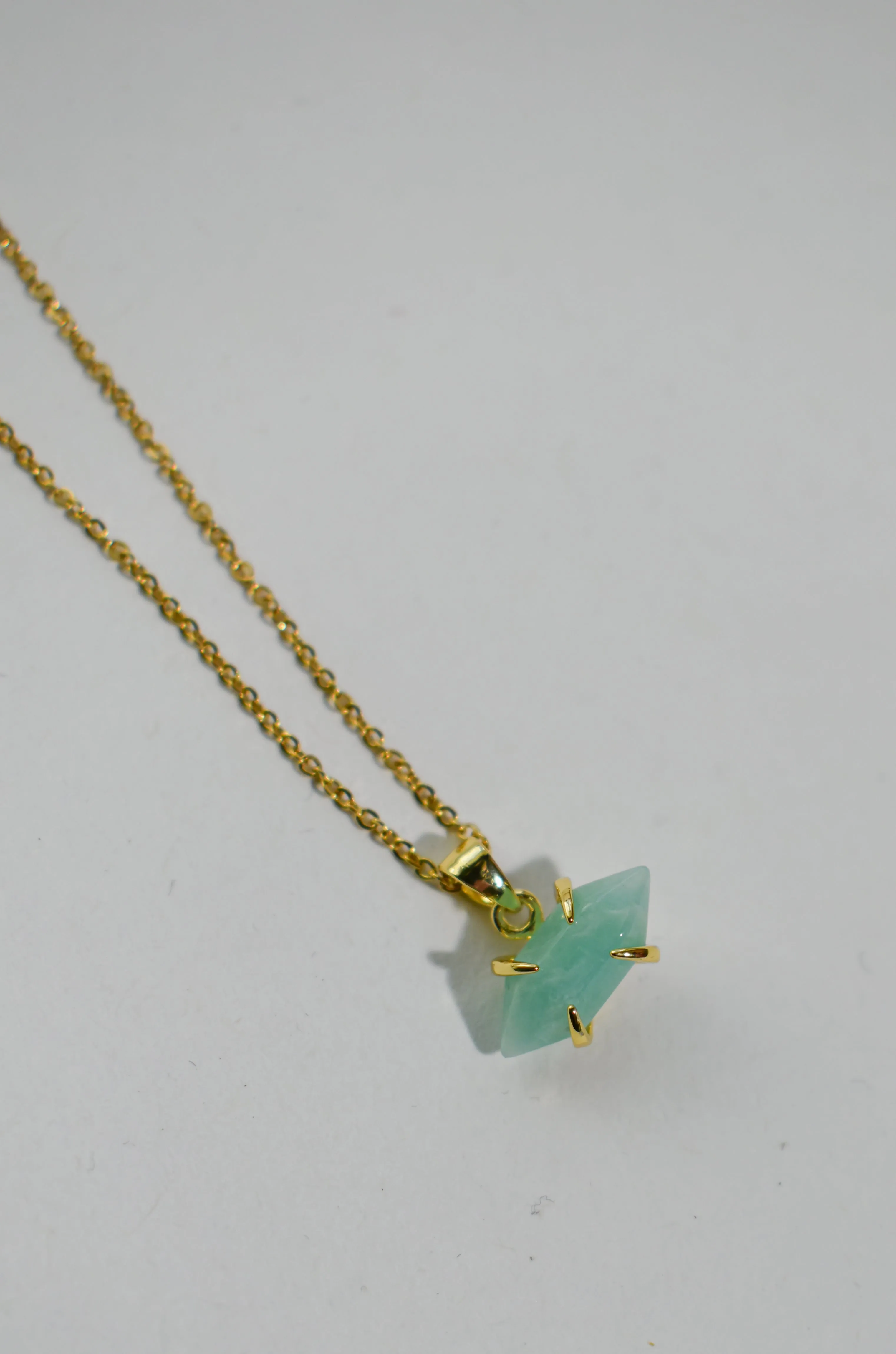 Hexagonal Crystal Gemstone & Brass Necklace