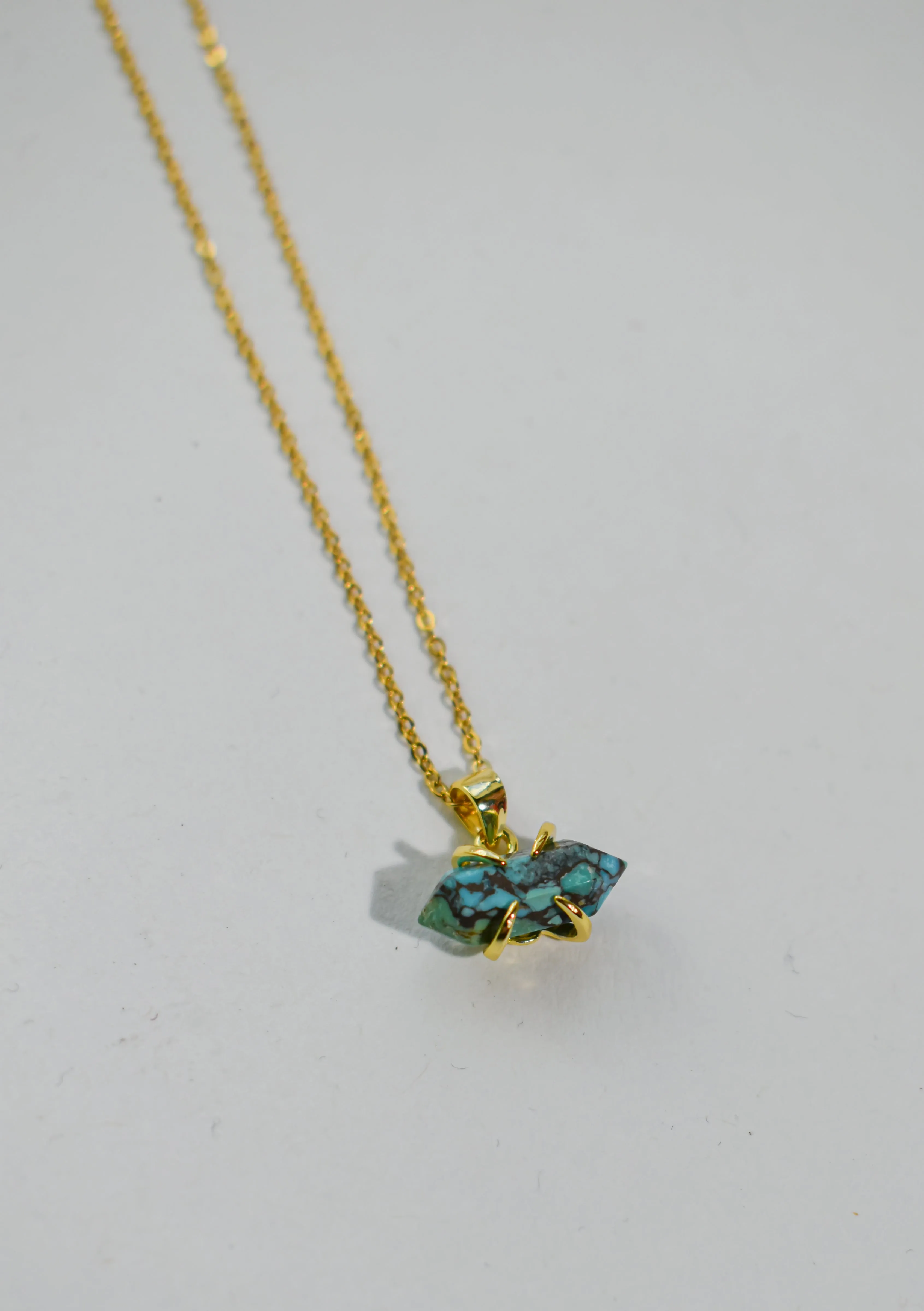 Hexagonal Crystal Gemstone & Brass Necklace