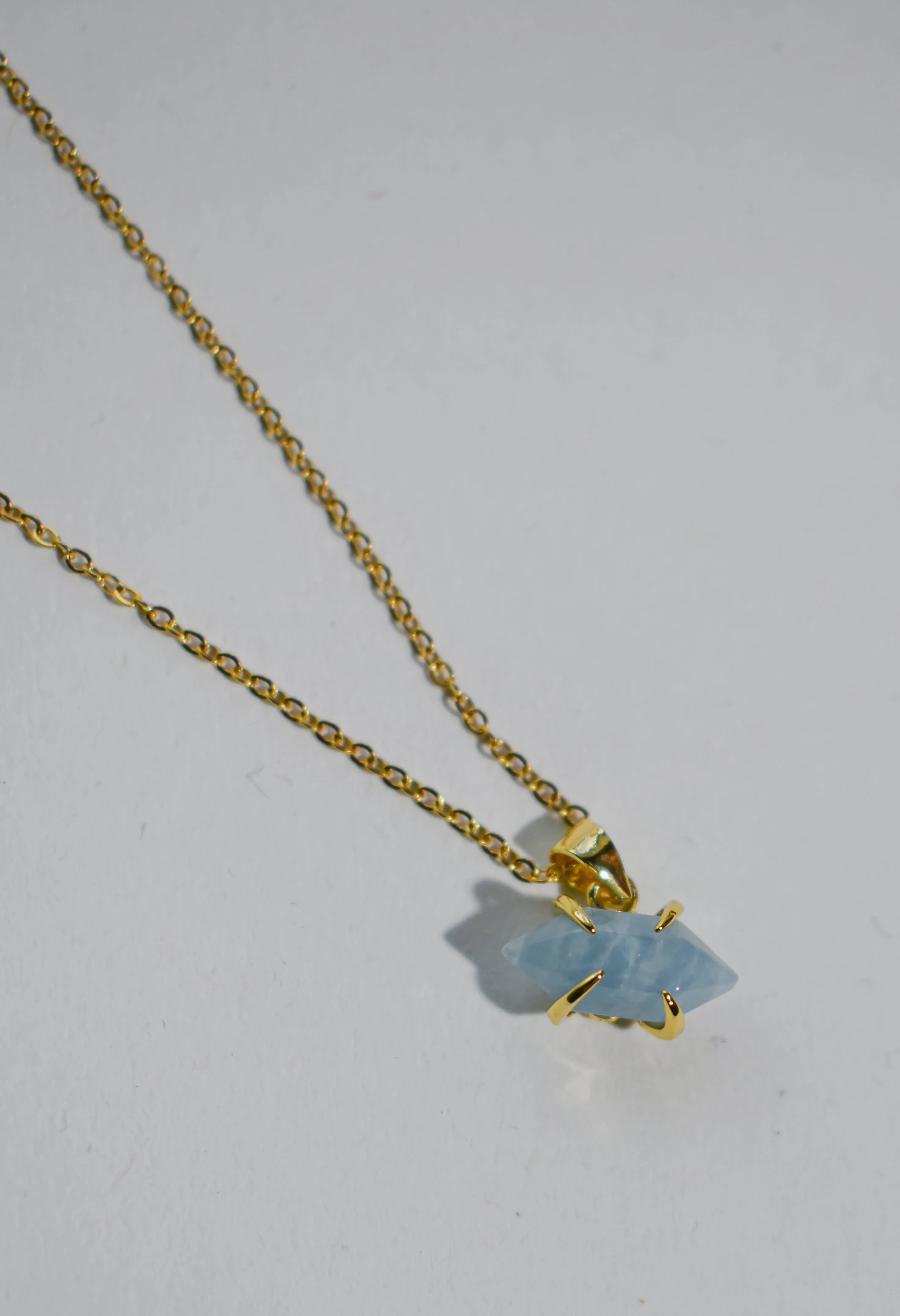 Hexagonal Crystal Gemstone & Brass Necklace