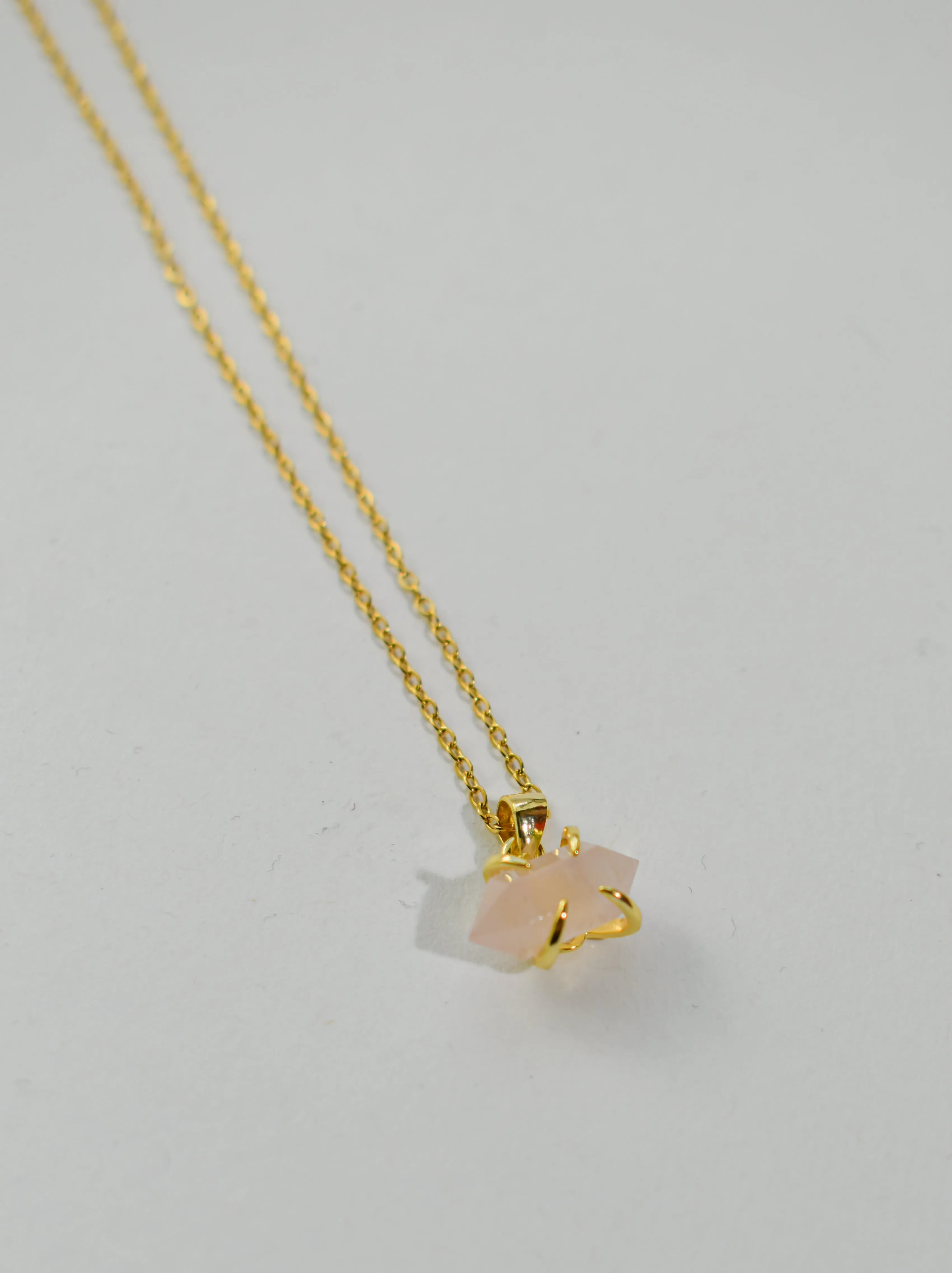 Hexagonal Crystal Gemstone & Brass Necklace