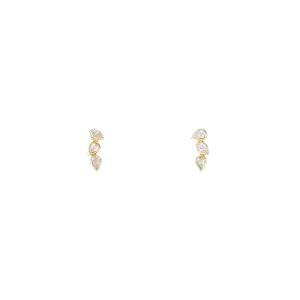 Horizontal Triple Tear Drop Diamond Earrings