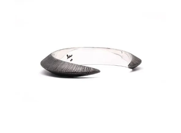 Horned Band Textured Silver Bracelet