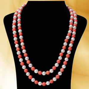 Imeora Orange White 8mm Double Line Shell Pearl Necklace