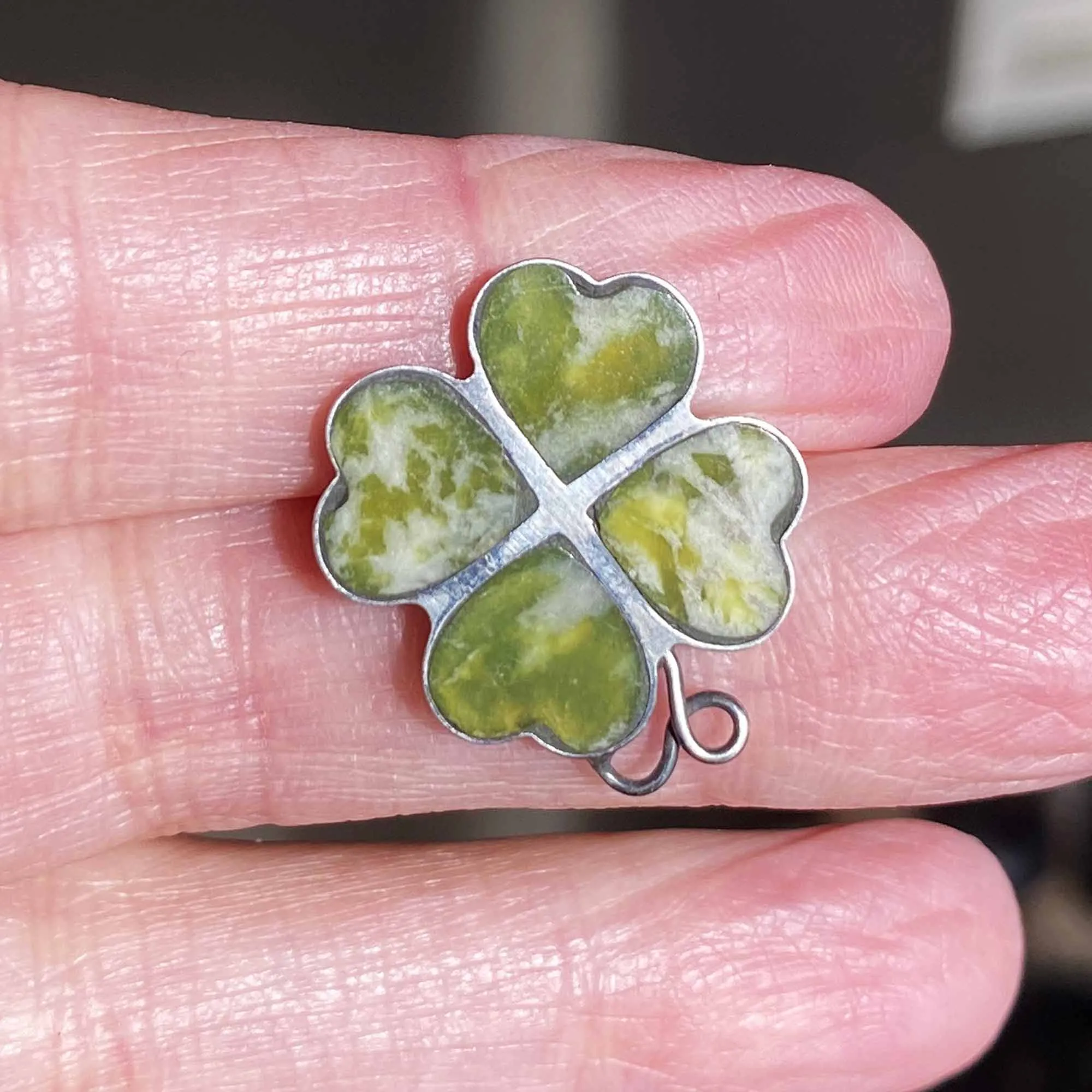 Irish Connemara Four Leaf Clover Brooch in Silver