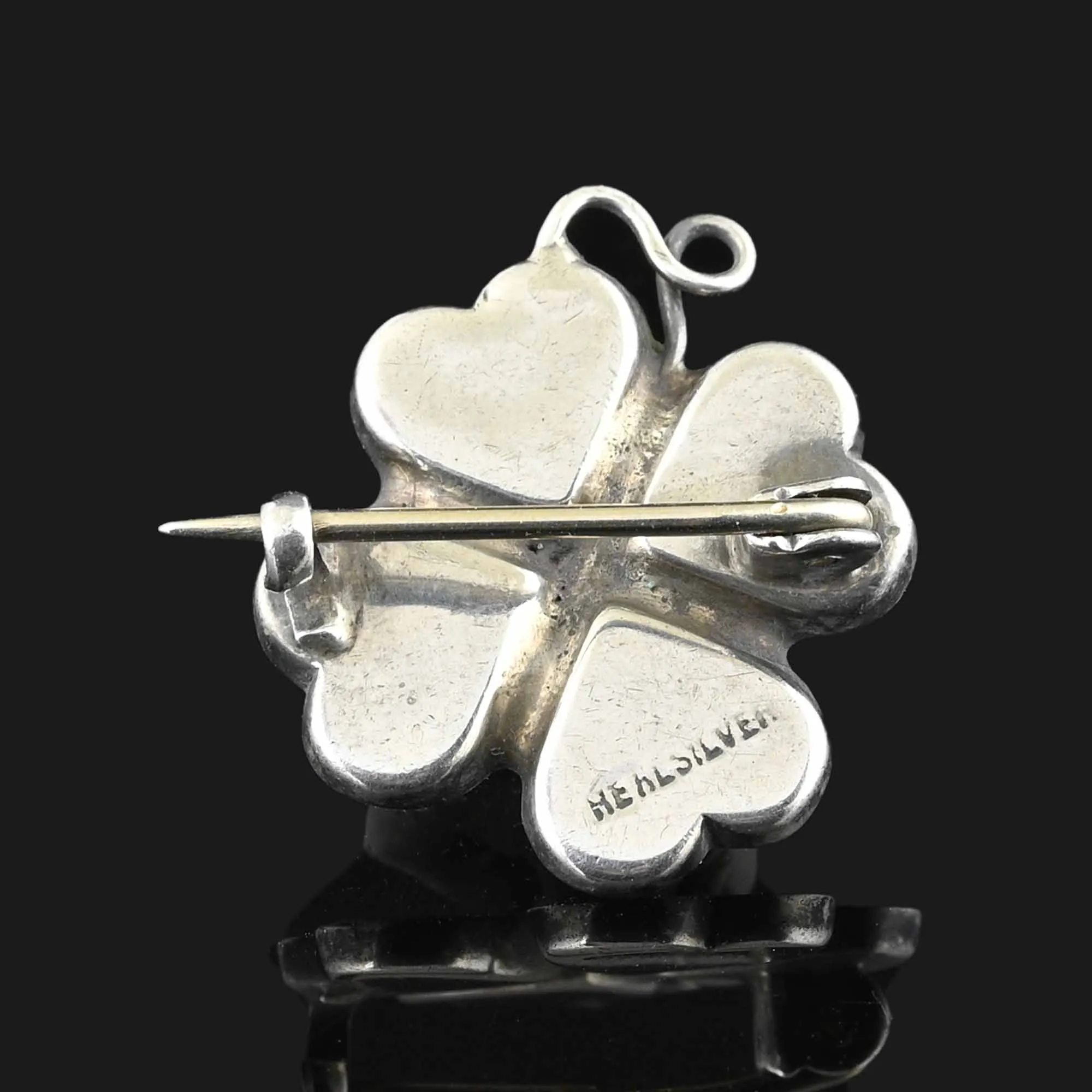 Irish Connemara Four Leaf Clover Brooch in Silver