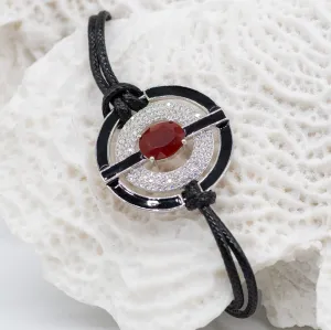 Jemma Red Agate Leather Bracelet in Sterling Silver