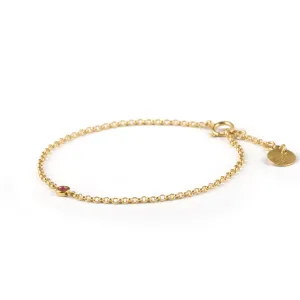 July Ruby Birthstone Chain Link Bracelet