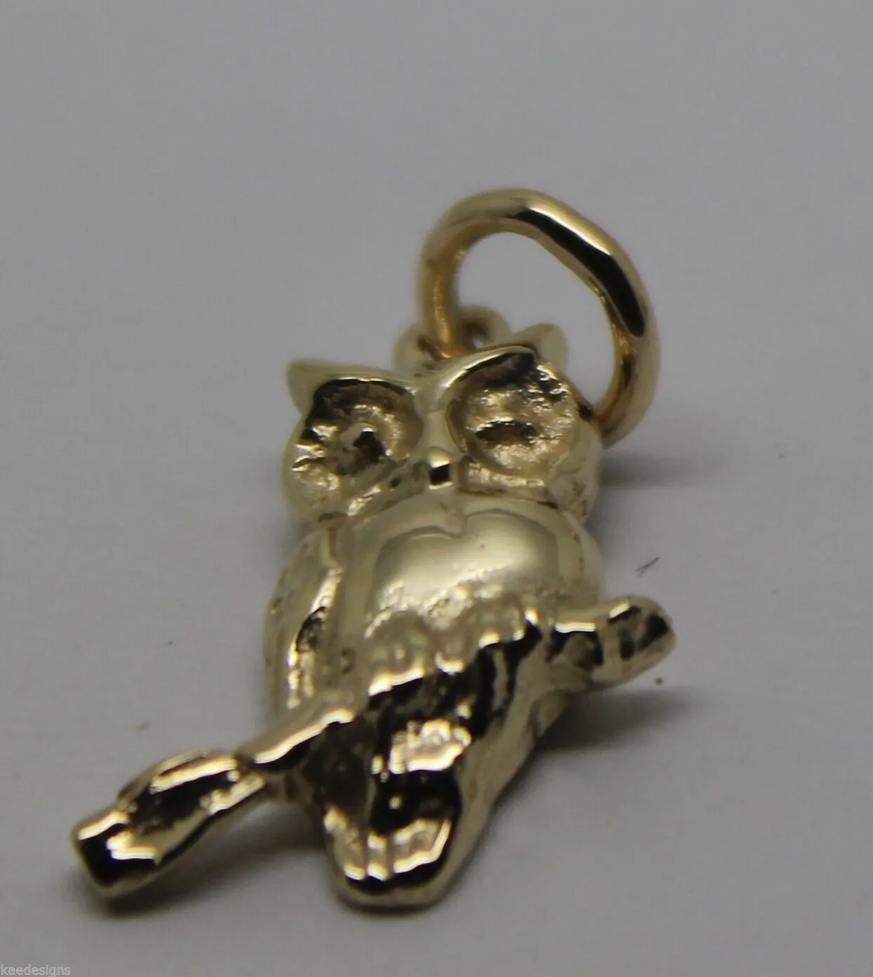 Kaedesigns Genuine 9ct Yellow or Rose or White Gold or Sterling Silver Wise Owl Charm or Pendant