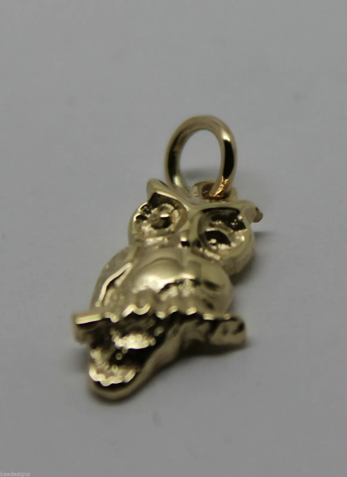 Kaedesigns Genuine 9ct Yellow or Rose or White Gold or Sterling Silver Wise Owl Charm or Pendant