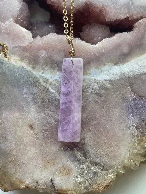 Kunzite Crystal Pendant Necklace Gold Fill