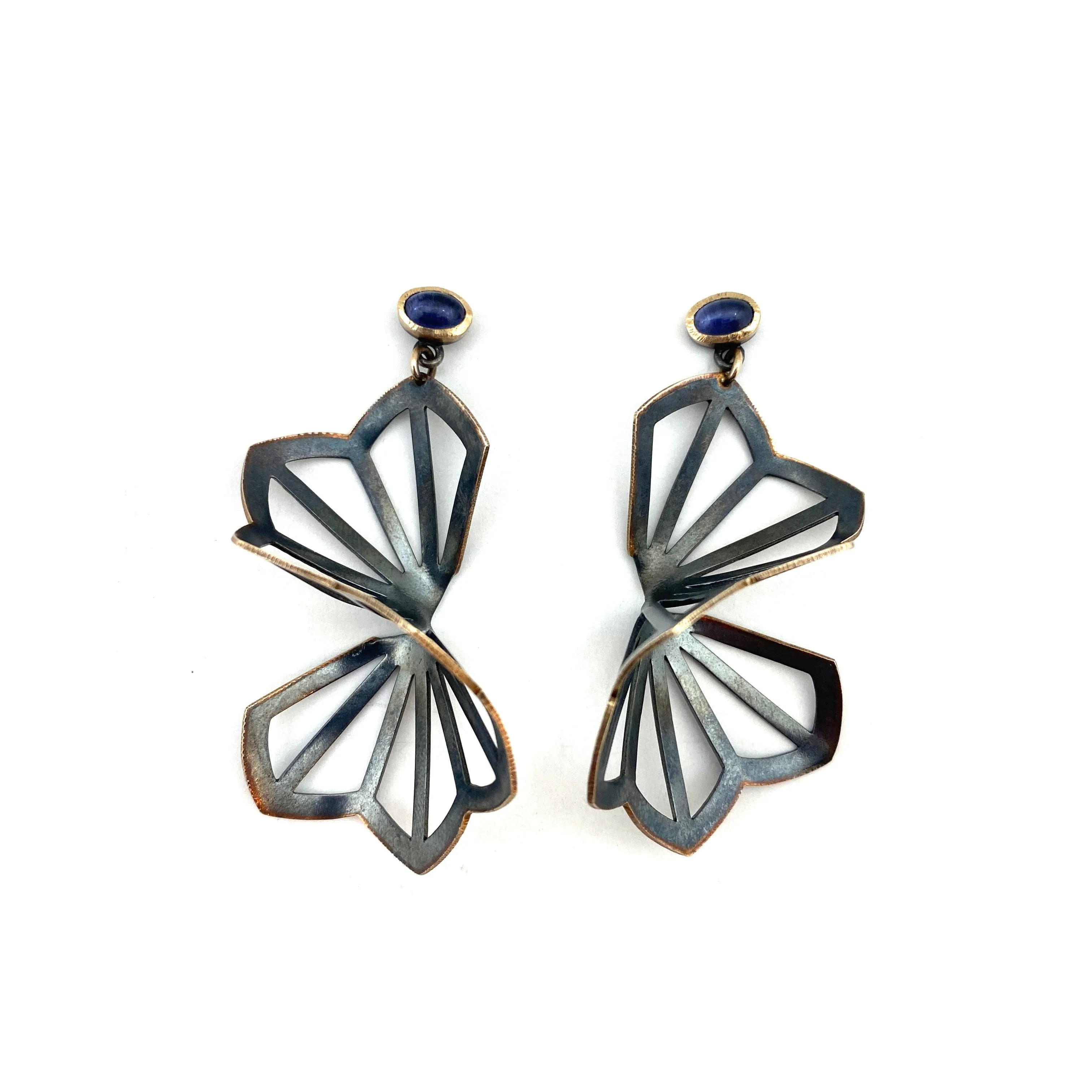 Large Hyacinth Fold Earrings with Iolite