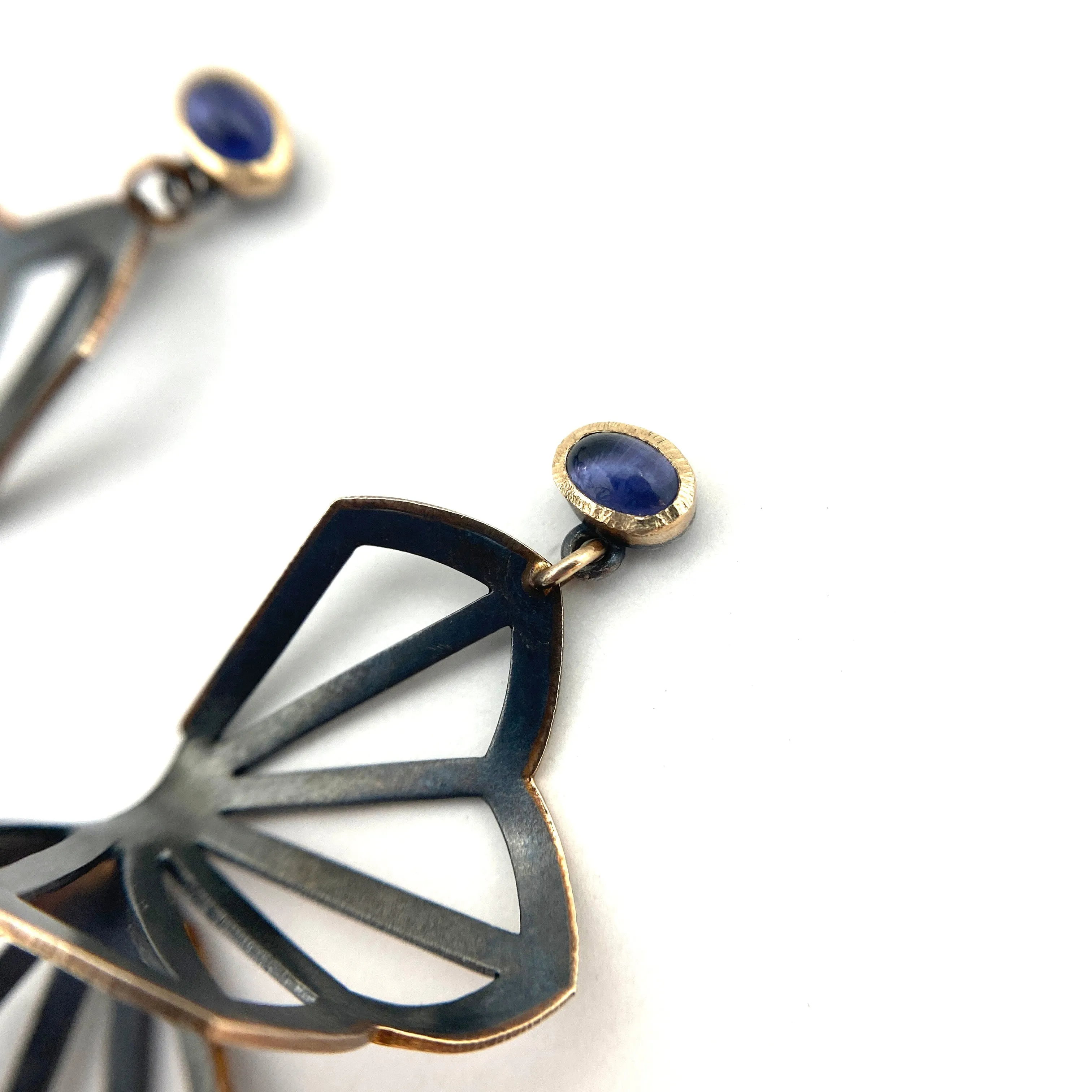 Large Hyacinth Fold Earrings with Iolite