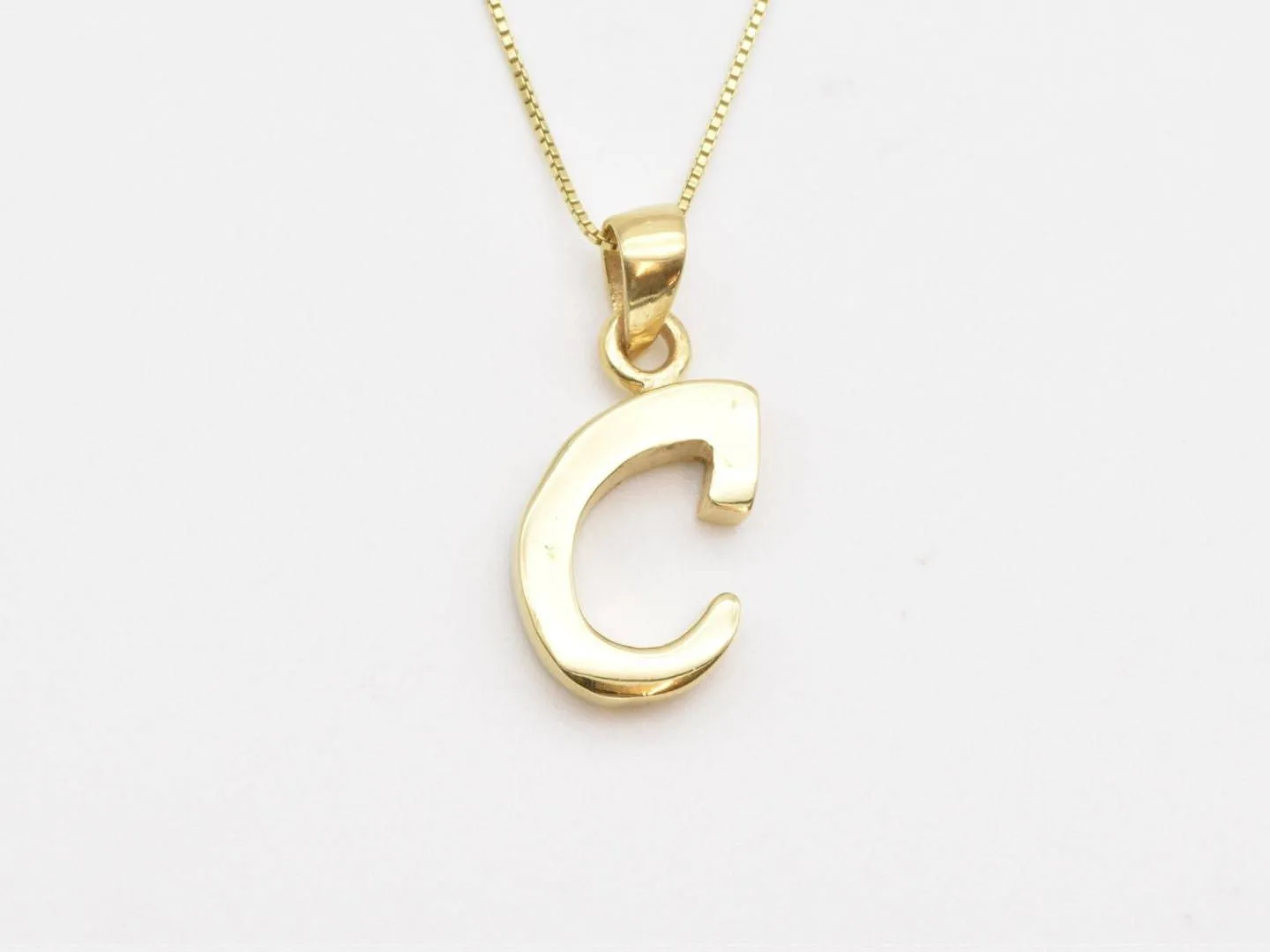 Letter C Gold Pendant - Alphabet Letter Necklace, Capital C Pendant