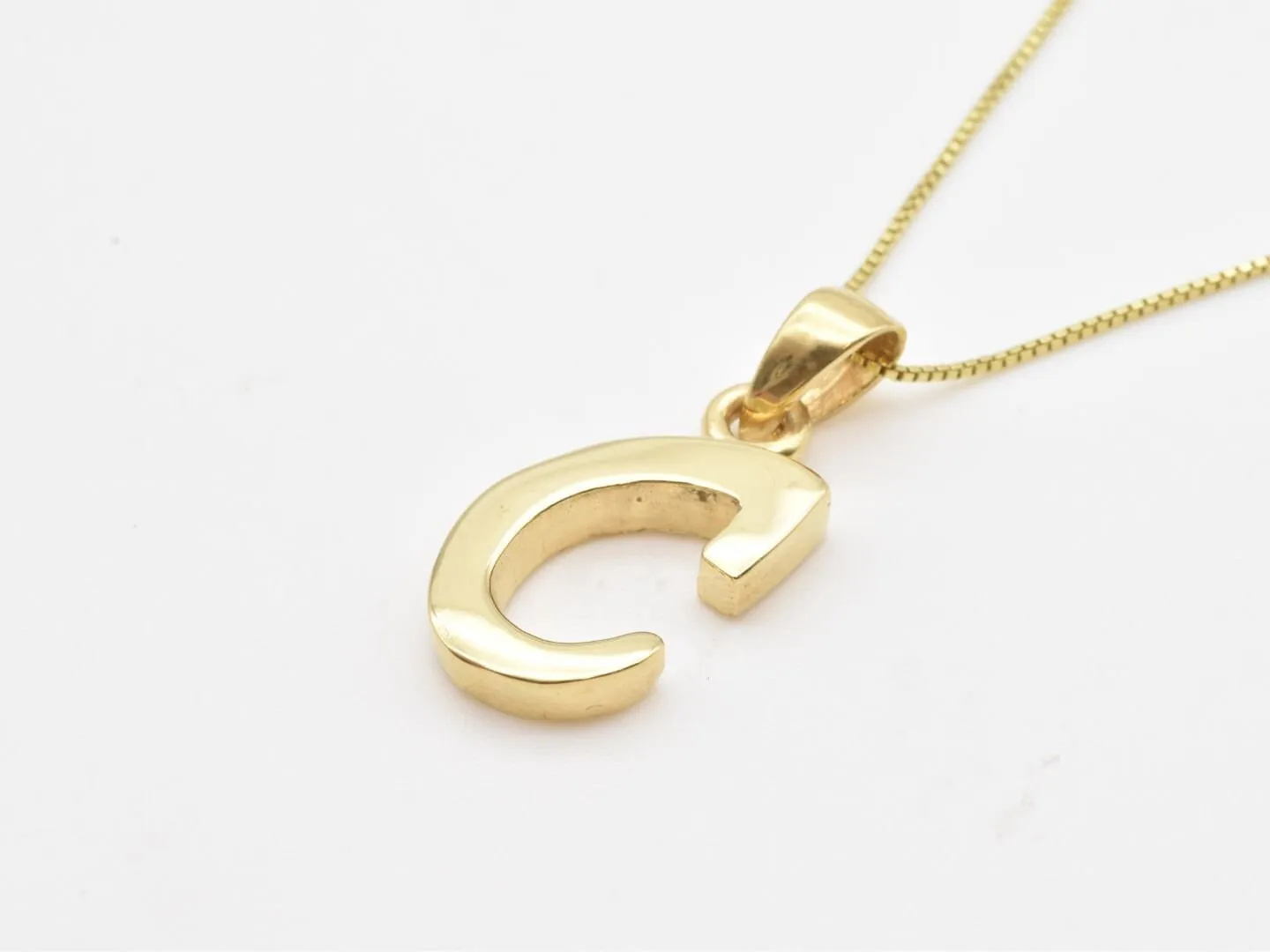 Letter C Gold Pendant - Alphabet Letter Necklace, Capital C Pendant