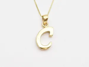 Letter C Gold Pendant - Alphabet Letter Necklace, Capital C Pendant