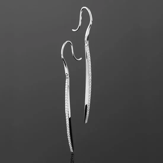 'Line' Diamond Earrings in White Gold