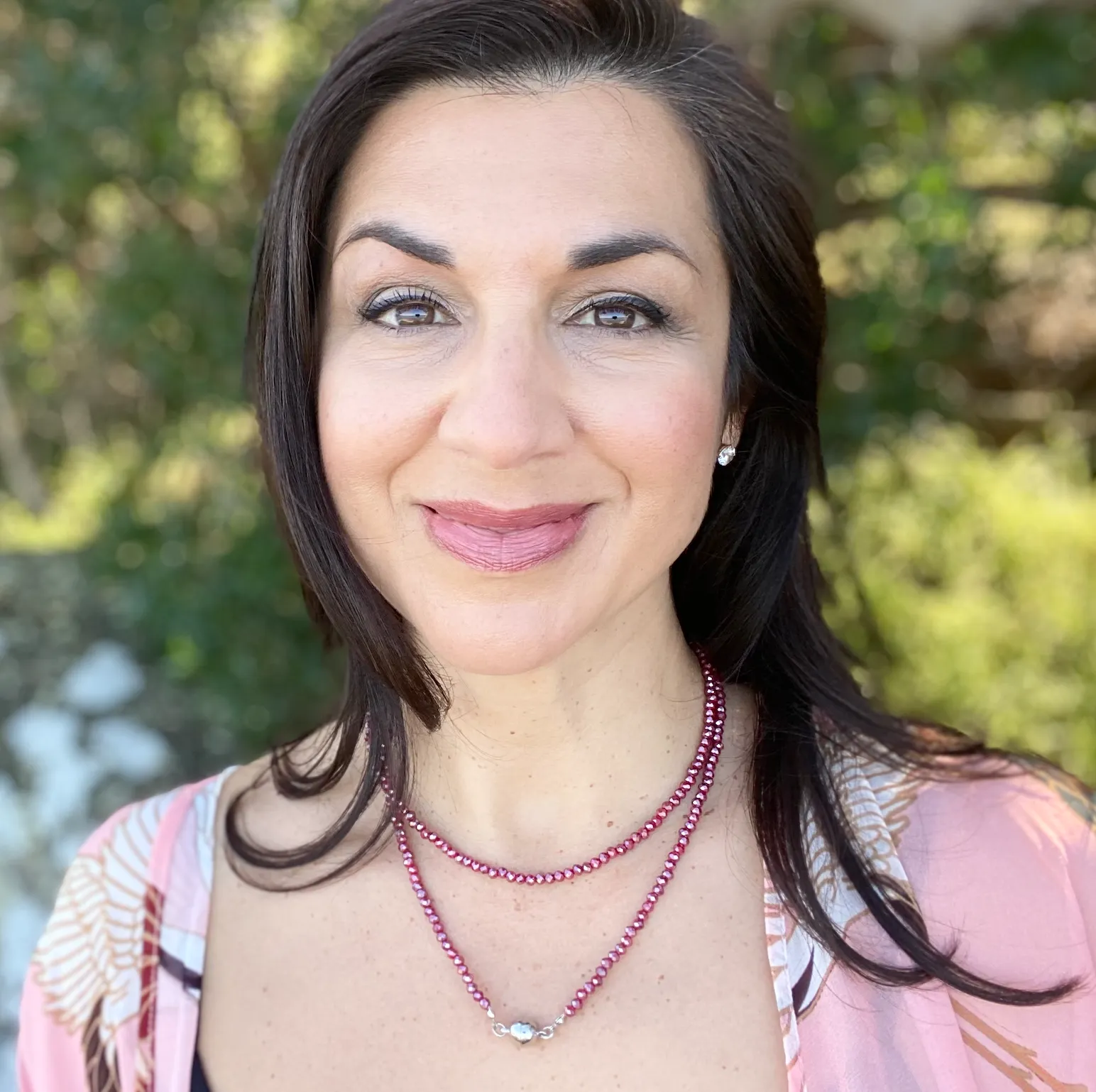 Long Strand Necklace - Raspberry Crystal