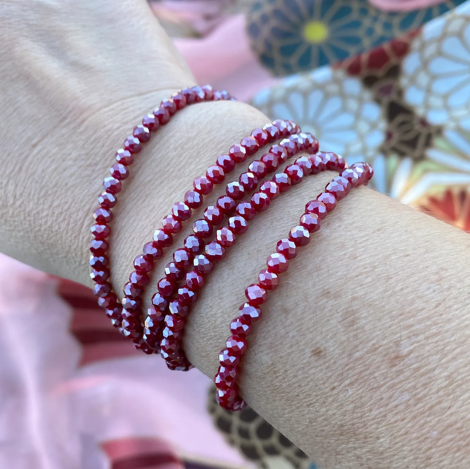 Long Strand Necklace - Raspberry Crystal