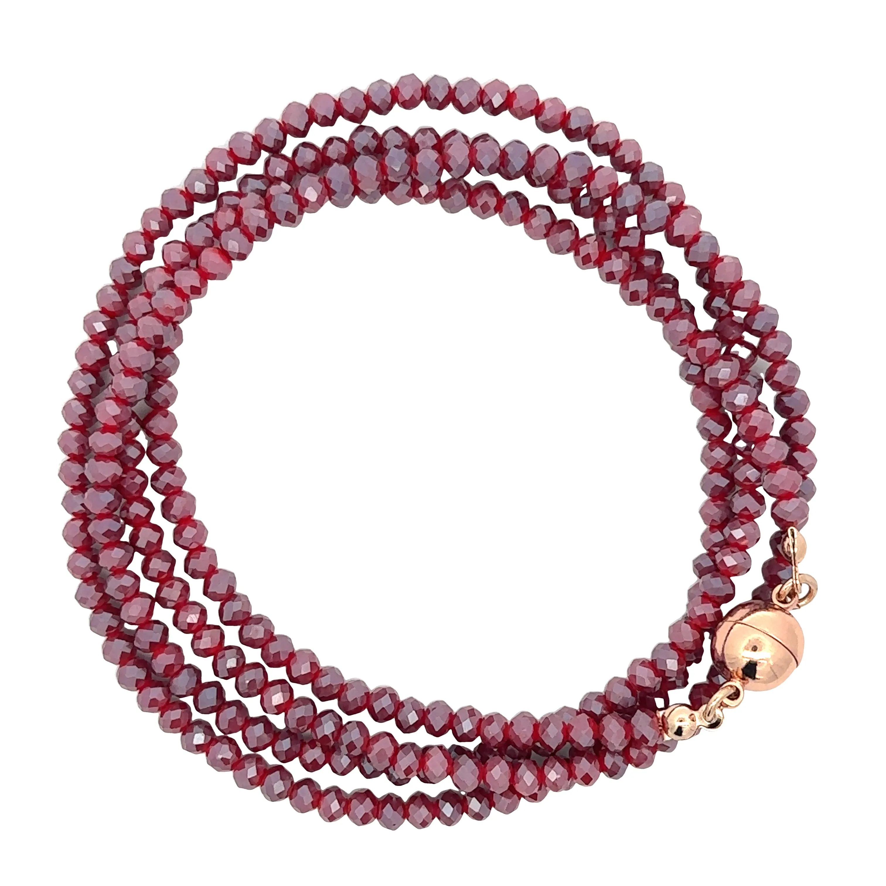 Long Strand Necklace - Raspberry Crystal