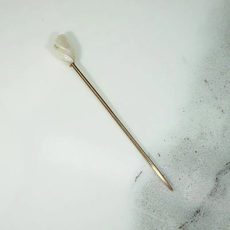 Luscious Baroque Pearl on Gold Stick Pin