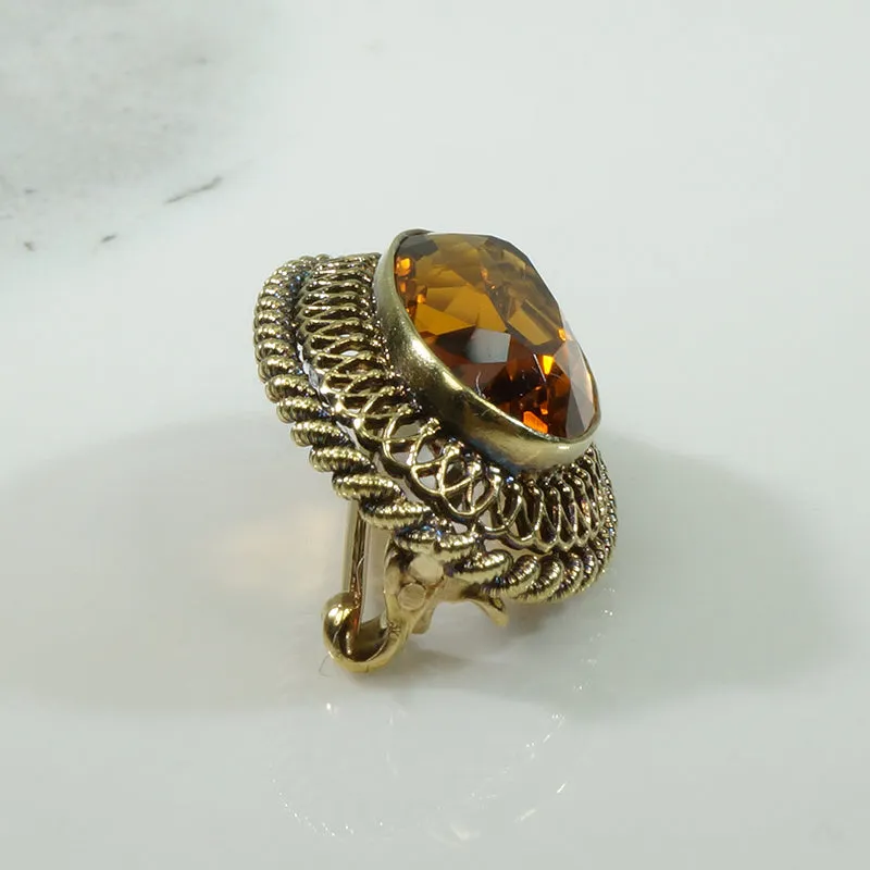 Madeira Citrine Antique Gold Brooch