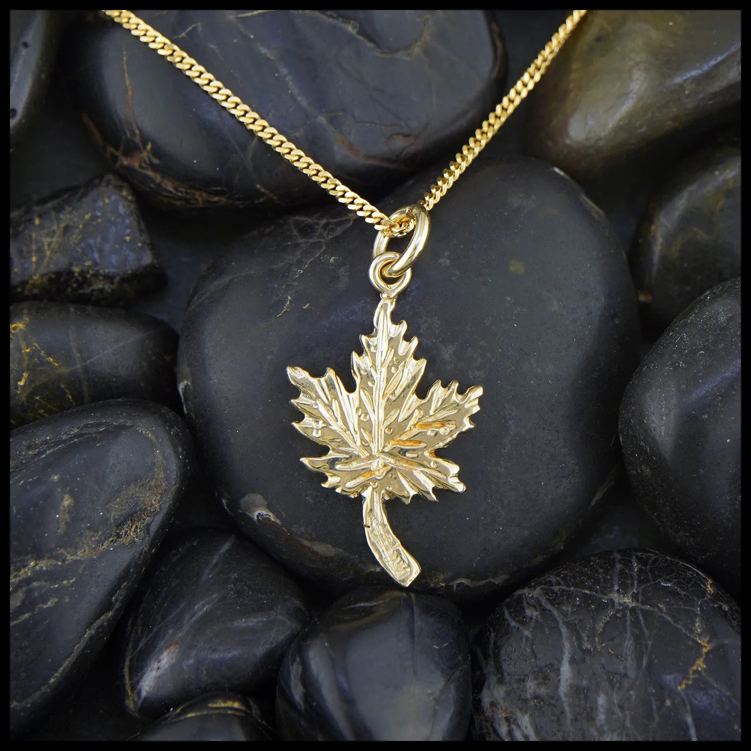 Maple Leaf Pendant and Earrings Set in Gold