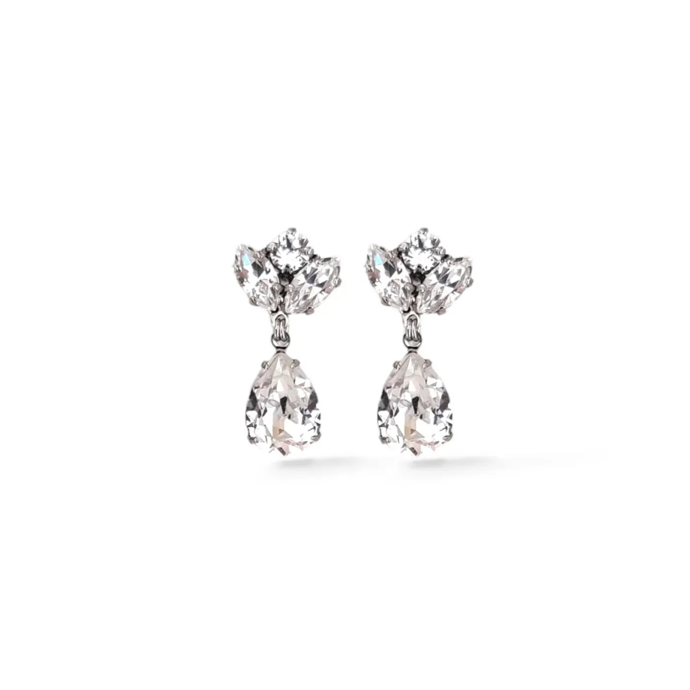 Mariah - Small Crystal Bridal Drop Earrings - Gold Plated