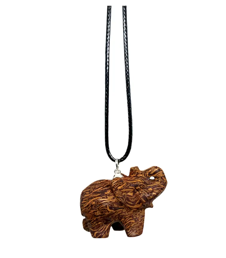 Mariam Jasper Crystal Elephant Pendant Necklace