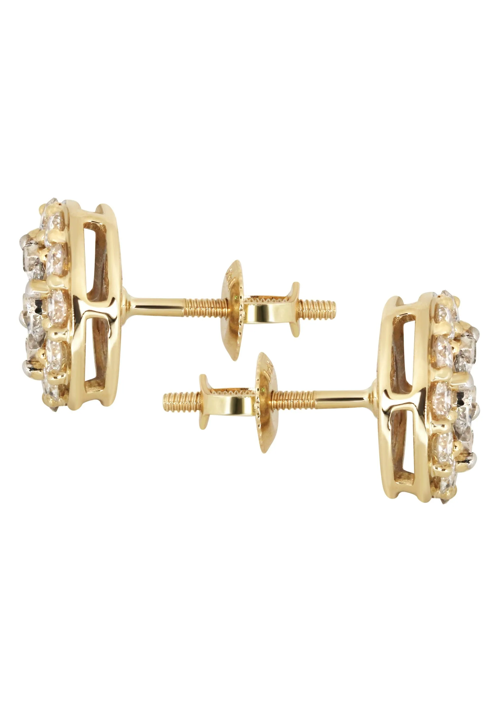 Mens Stud Diamond Earrings | 1.1 Carats 14K Yellow Gold