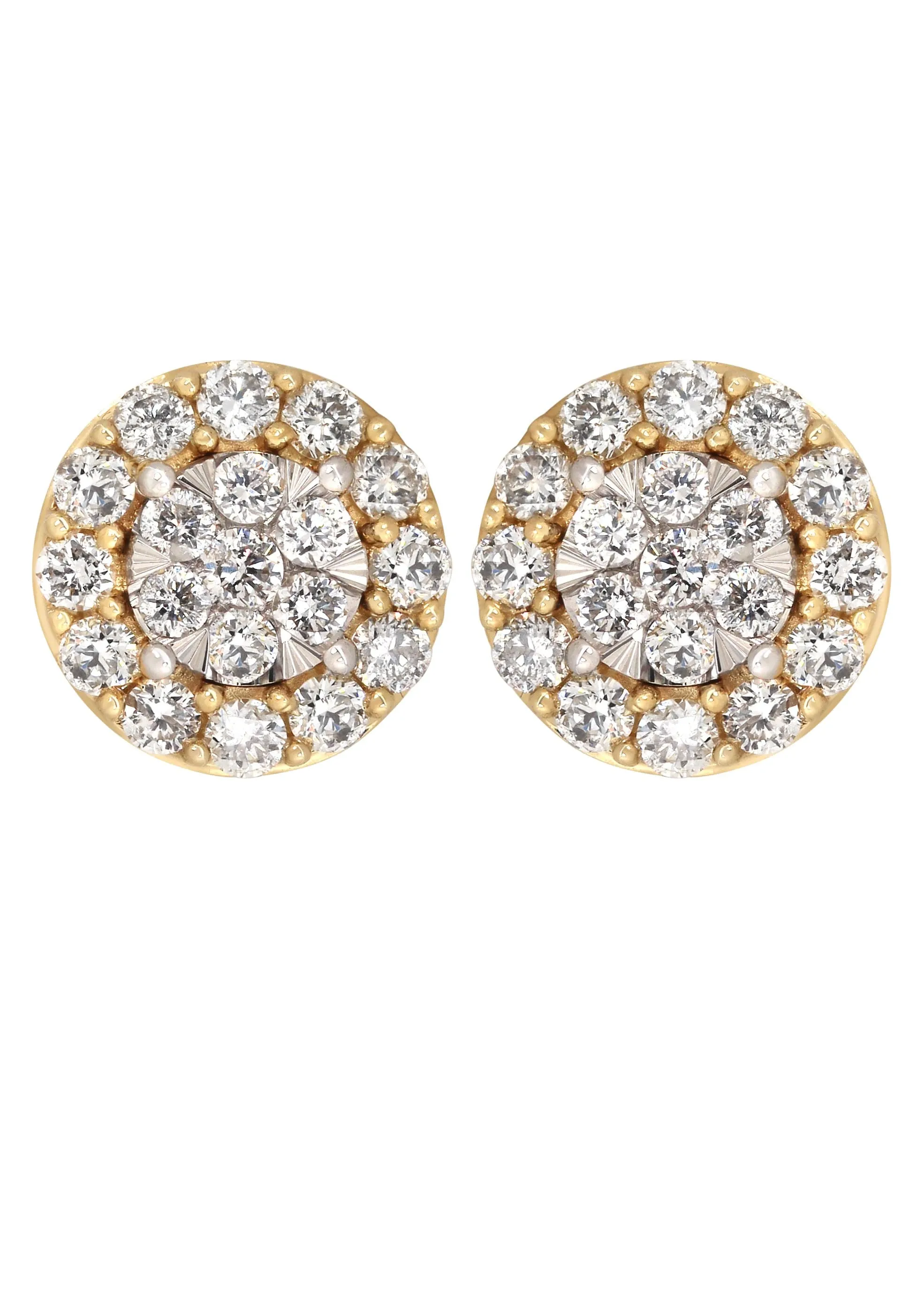 Mens Stud Diamond Earrings | 1.1 Carats 14K Yellow Gold