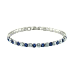 Micole Sapphire and Clear Round CZ Tennis Bracelet – 7in