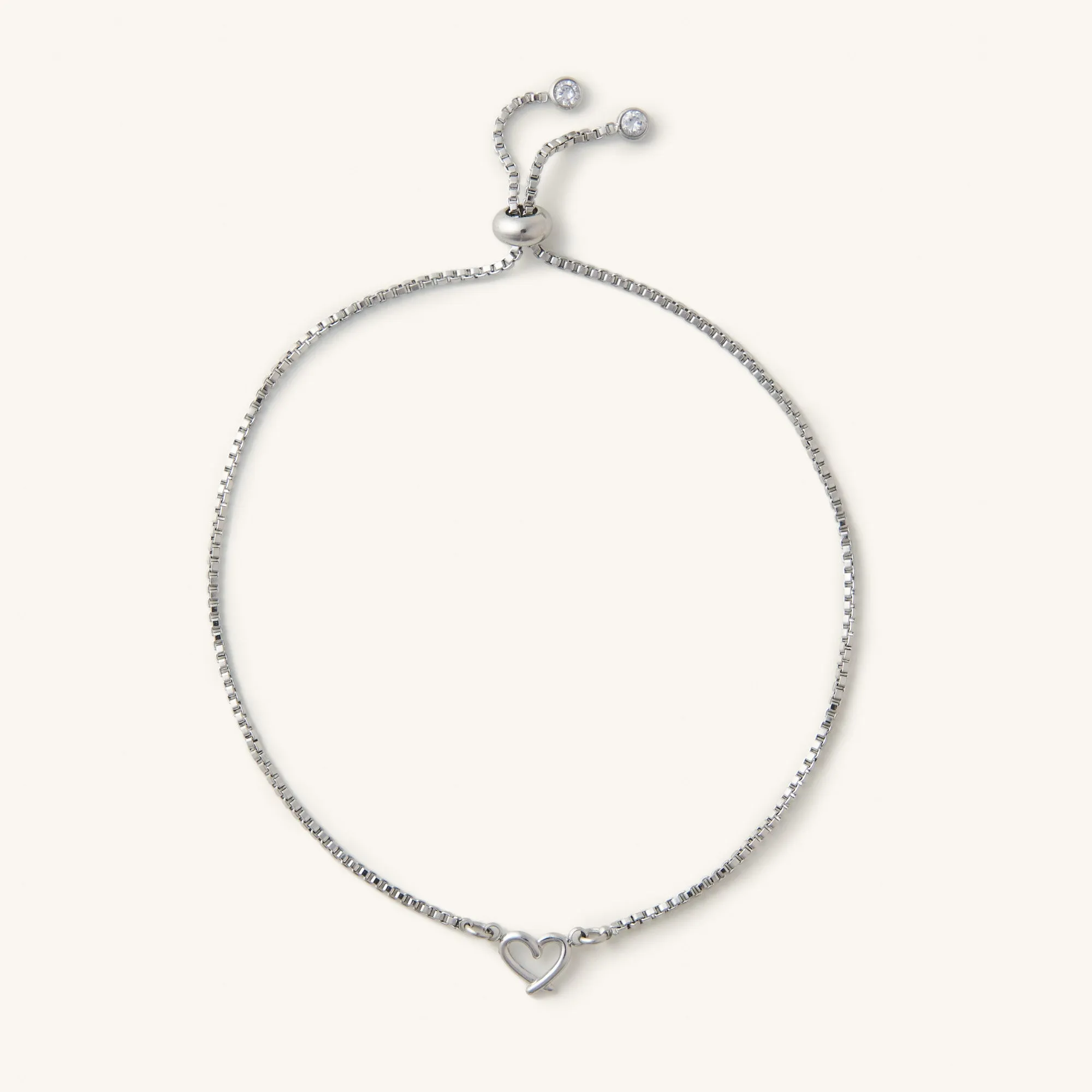 Mini Heart Silver Slider Bracelet- Waterproof