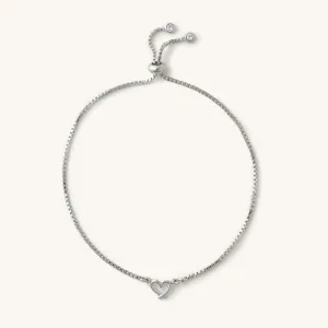 Mini Heart Silver Slider Bracelet- Waterproof