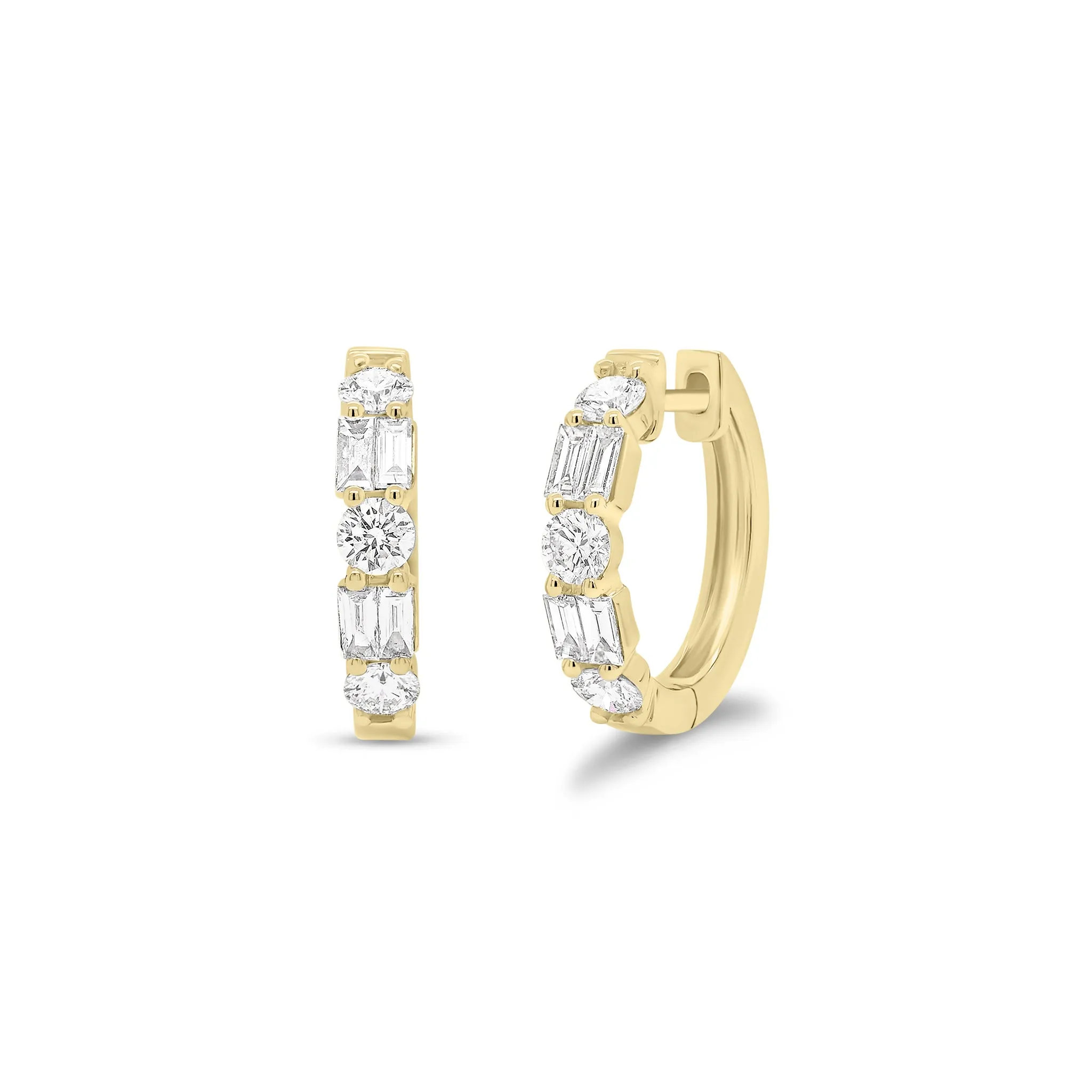 Mixed Shape Diamond Huggie Earrings