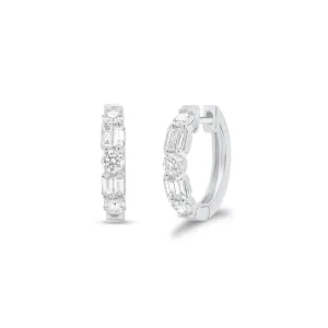 Mixed Shape Diamond Huggie Earrings