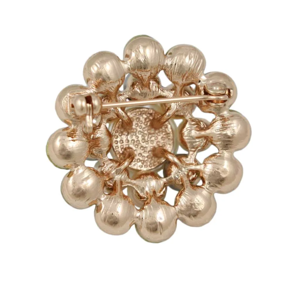 Multi Color Round Pearl with AB Stones Brooch Pin - PRP501