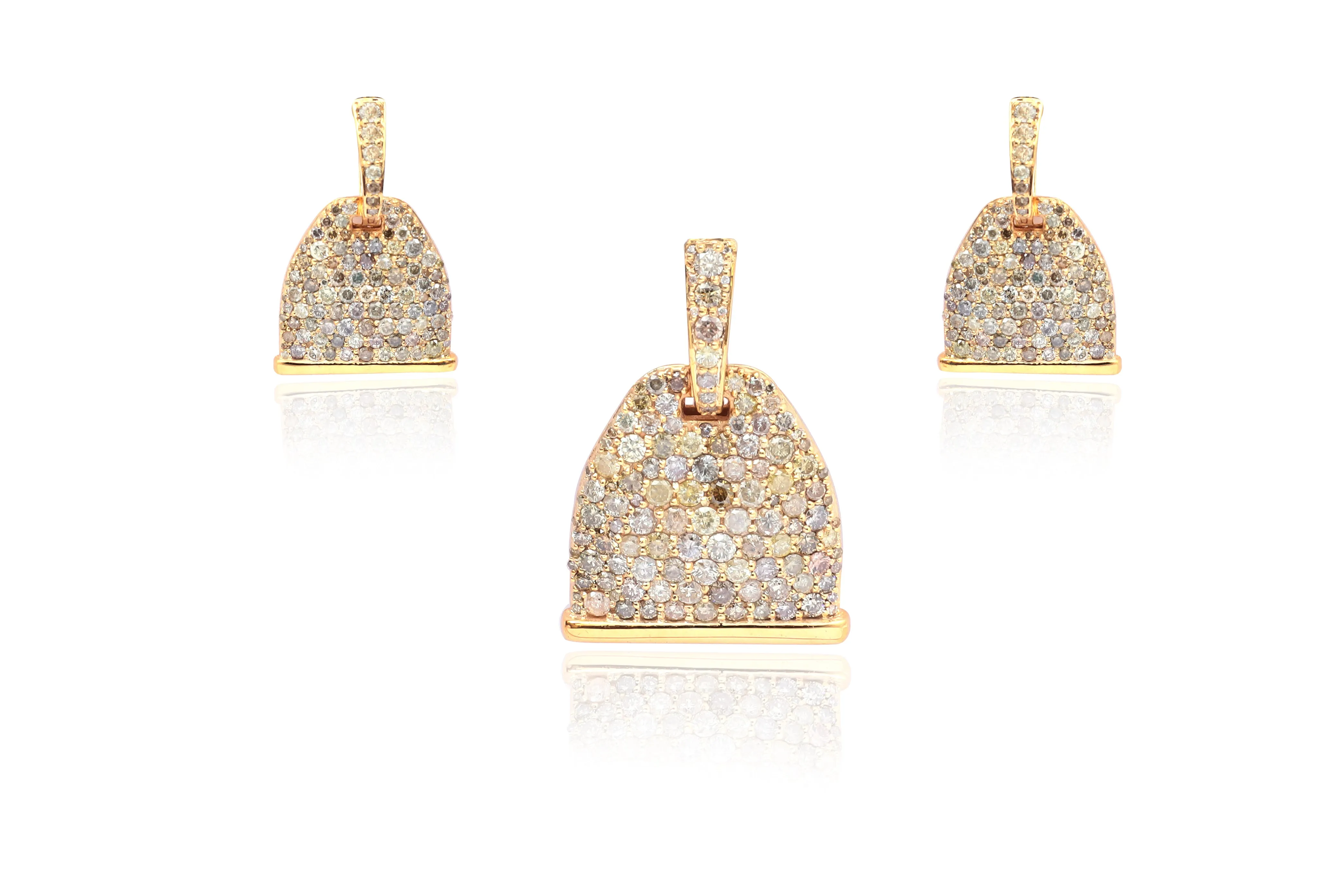 Multi-Colored Diamond Stirrup Drop Earrings