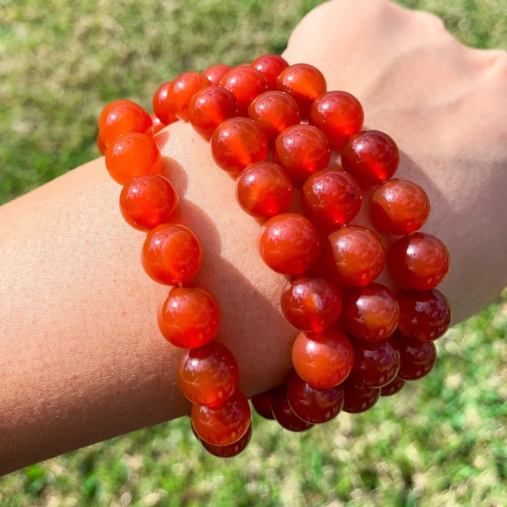 Natural Carnelian 10mm Beaded Bracelet