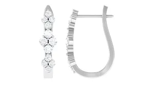 Natural Diamond J Hoop Earrings with Latch Back