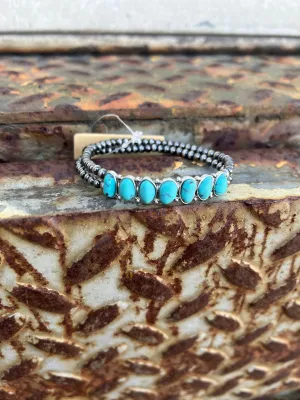 Navajo Pearl Stretch Bracelet (Turquoise)