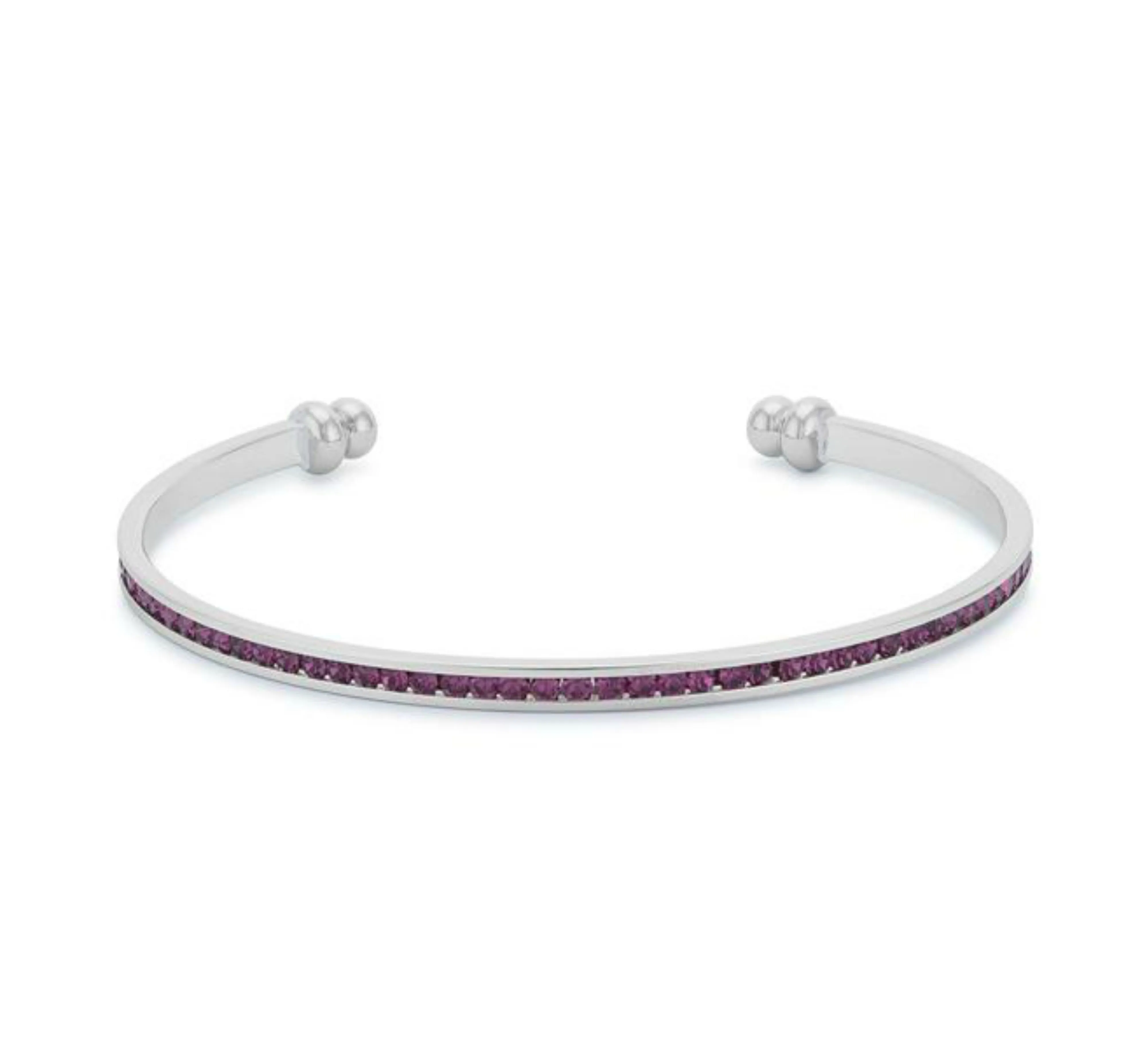 Nico Amethyst Purple CZ Silver Cuff Bracelet