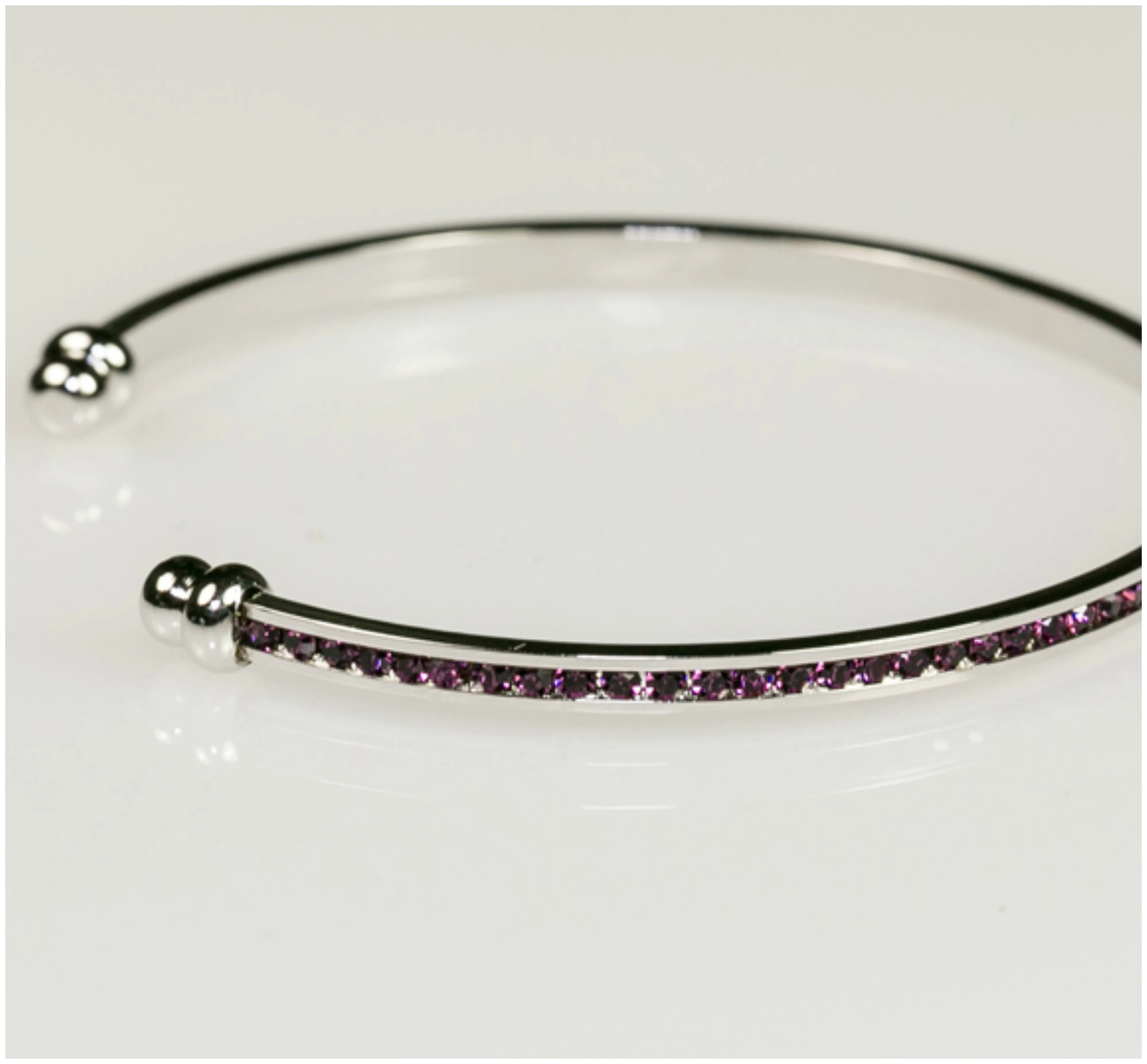 Nico Amethyst Purple CZ Silver Cuff Bracelet