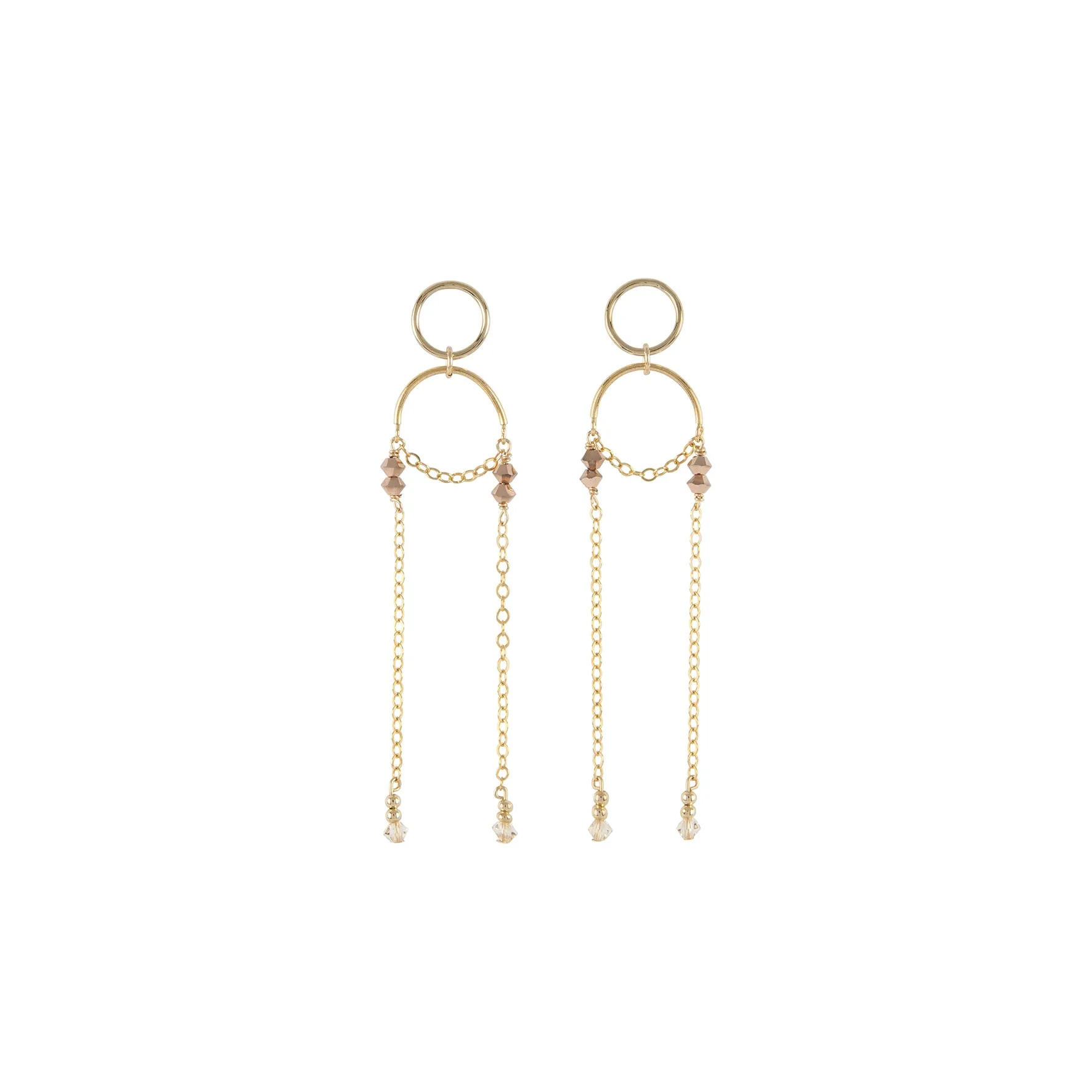 Olakira Double Chain Earrings - GOLD/ROSE GOLD