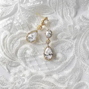 Oval and Water Drop Cubic Zirconia Earrings