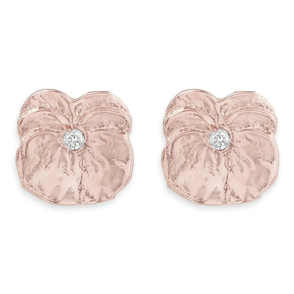 Pansy Stud Earrings With Diamond