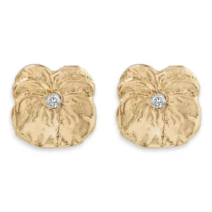 Pansy Stud Earrings With Diamond